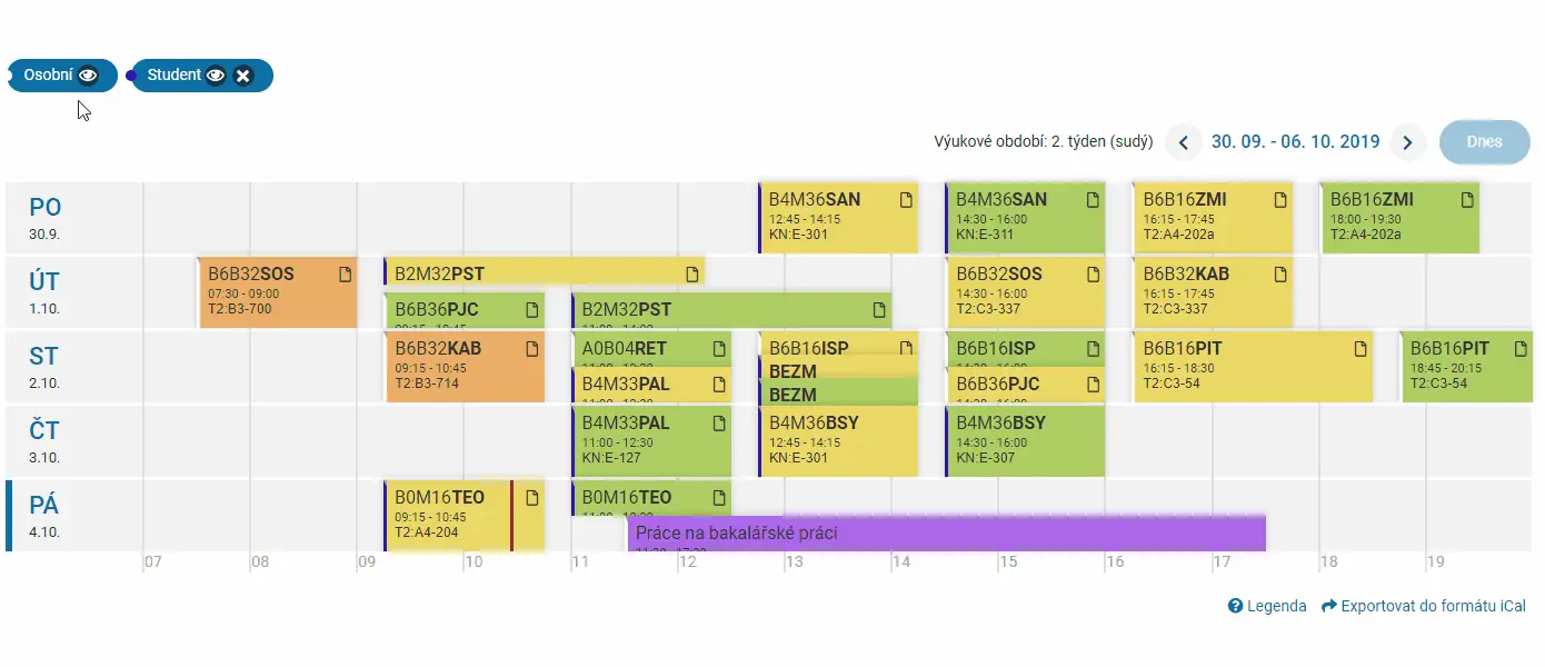 Interactive timetable